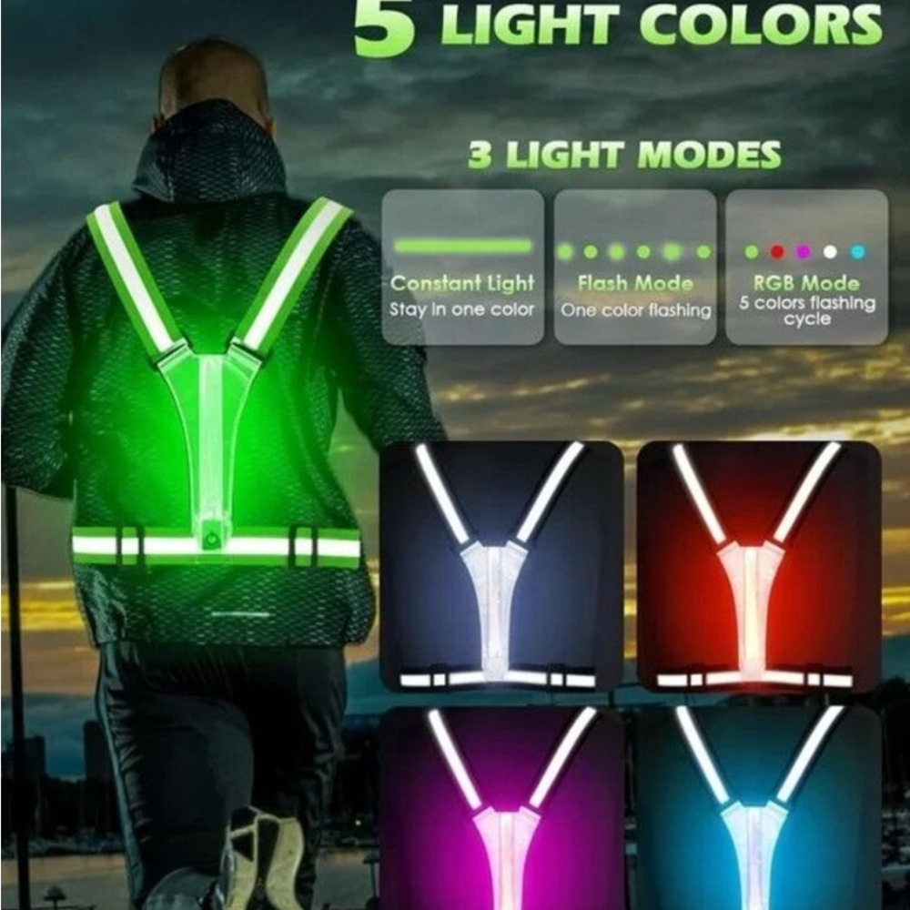 LED Reflective Safety Harness Vest - Green Light